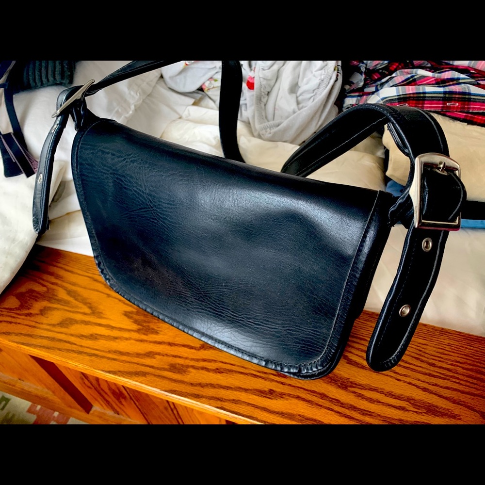Black leather bag